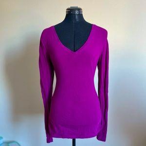 Purple Long Sleeve V Neck Shirt